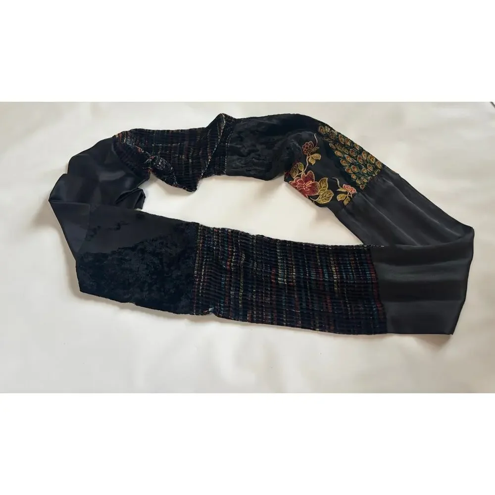 EUC Infinity Scarf, unique artisanal style, multi-color textile artistry 58 inch